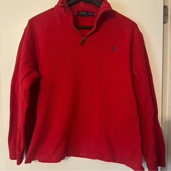 Polo Ralph Lauren Red Pullover 1/4 Zip Men XL - Picture 1 of 8